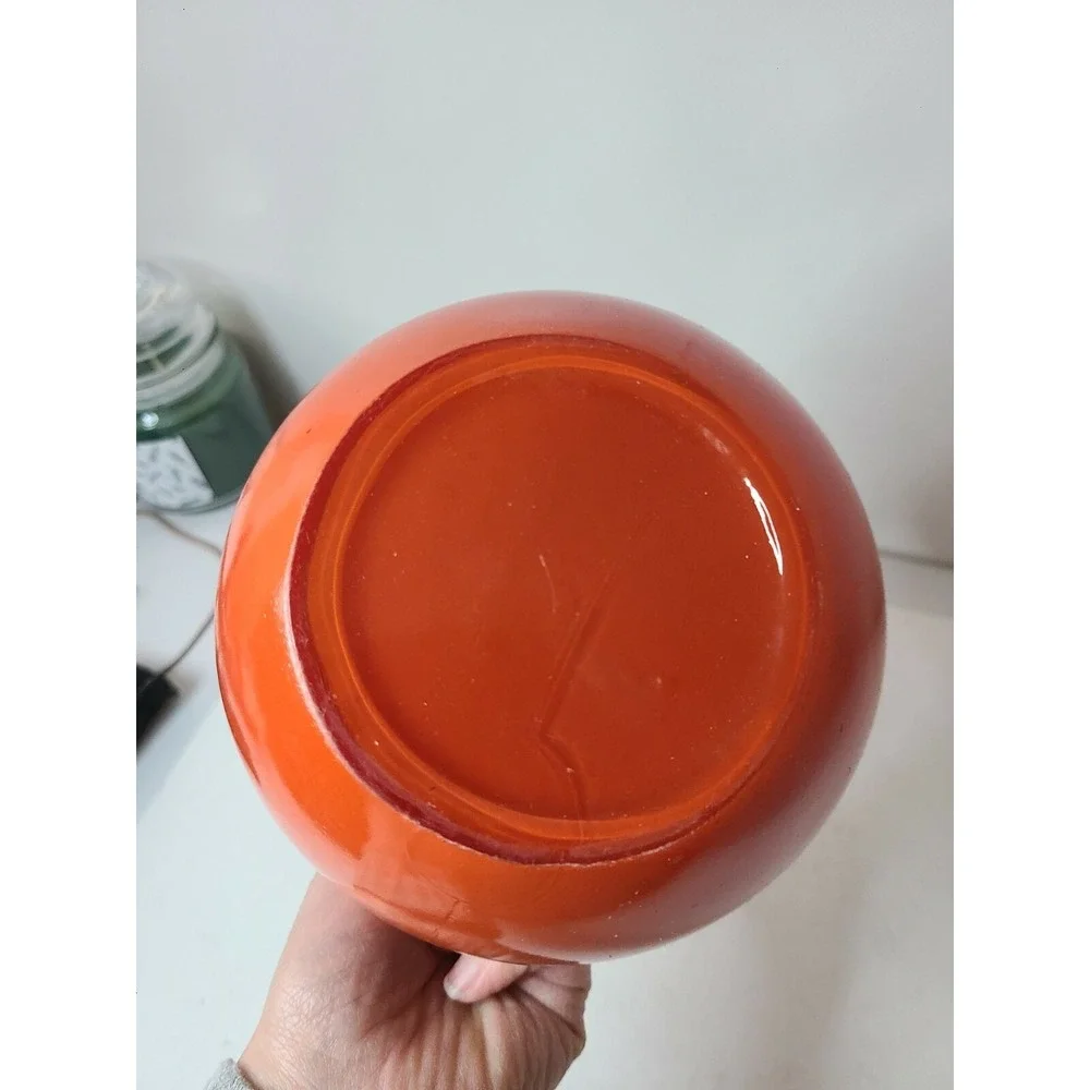 Vintage Anchor Hocking Tilted Ball Pitcher‎ Jug Orange Depression Glass 8 Oz MCM